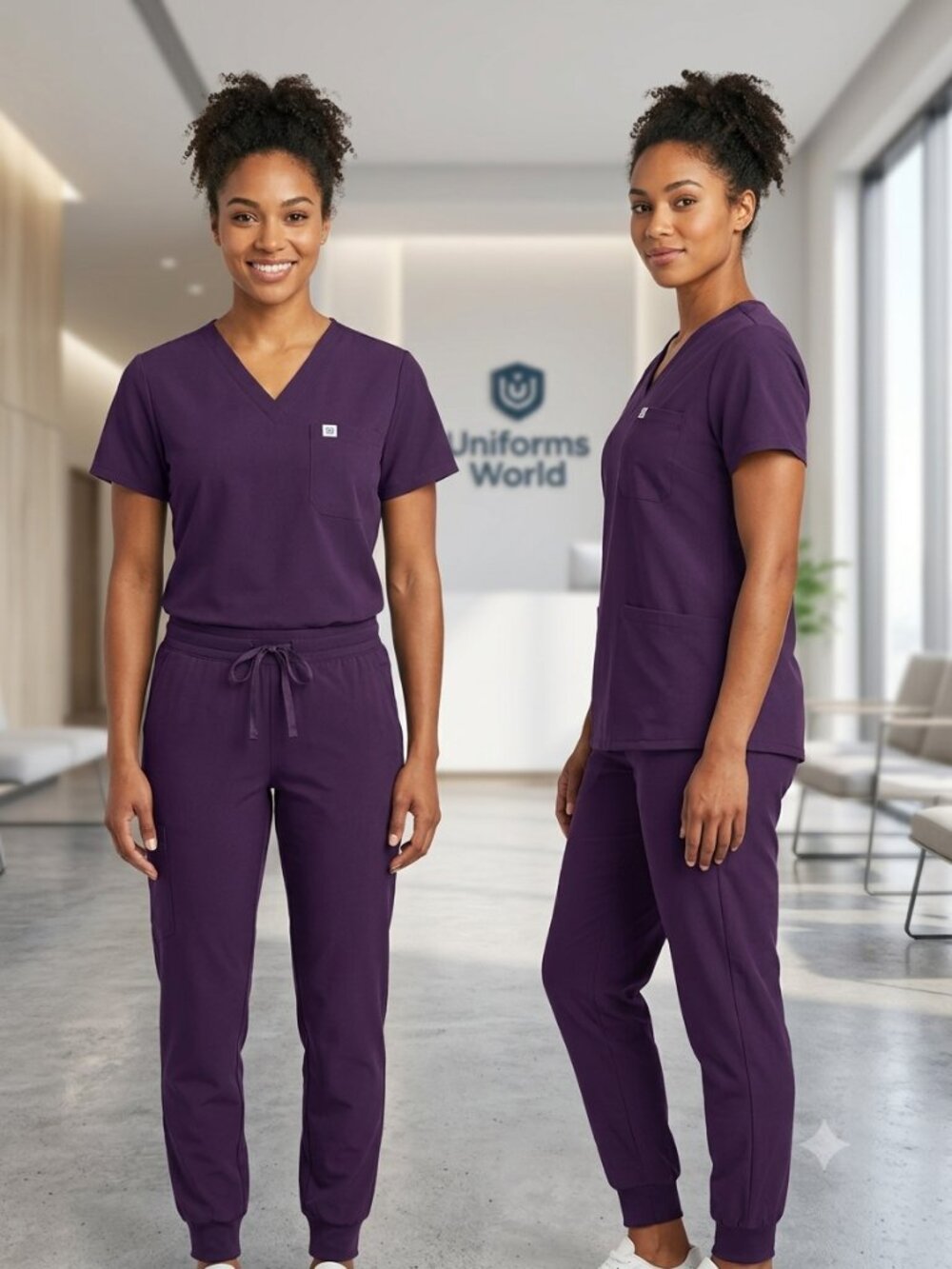 Uniforms World Women's Purple Scrub Set Anti-Wrinkle - Size Medium NEW